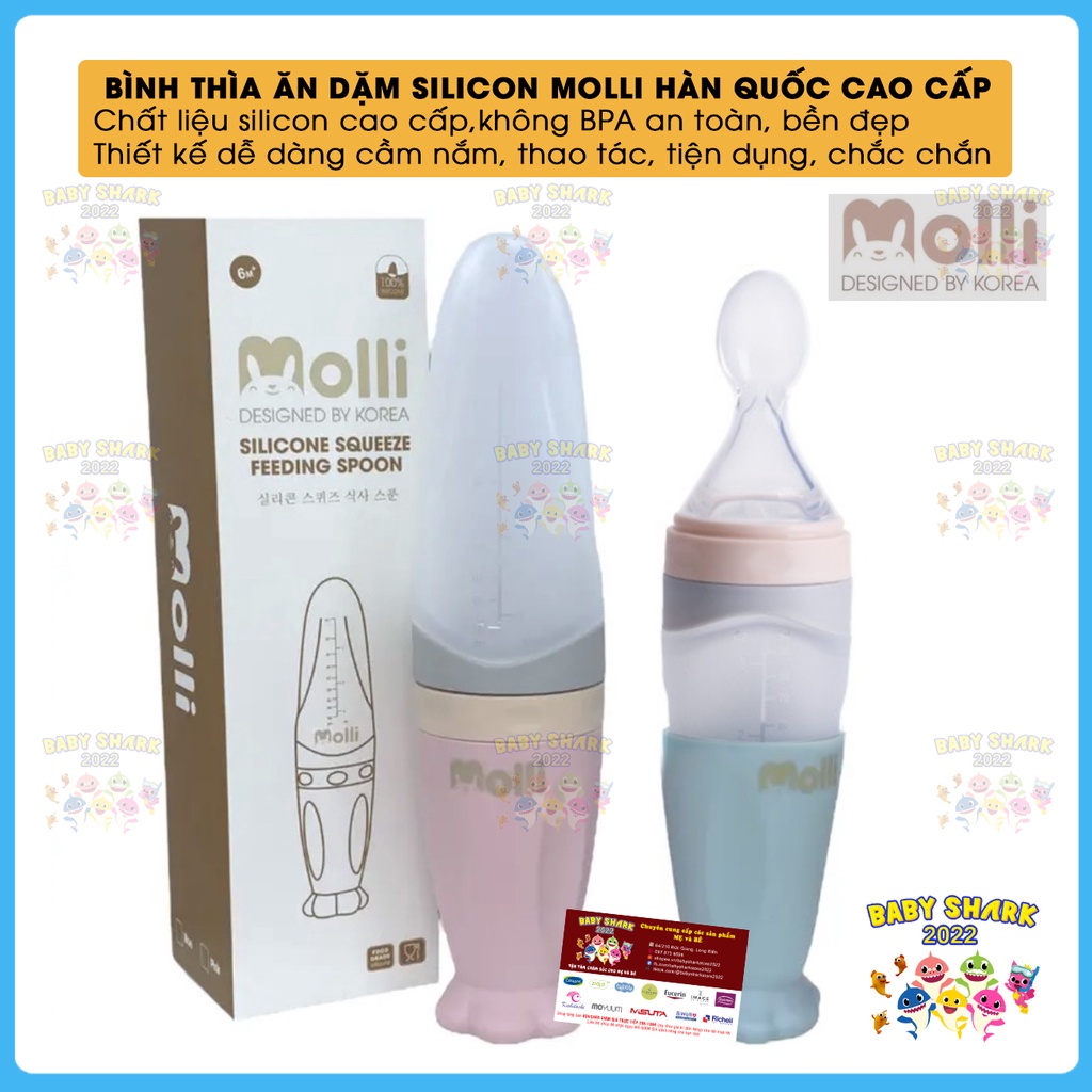 Bình thìa ăn dặm MOLLI - Bình thìa silicon cho bé - Baby Shark Store
