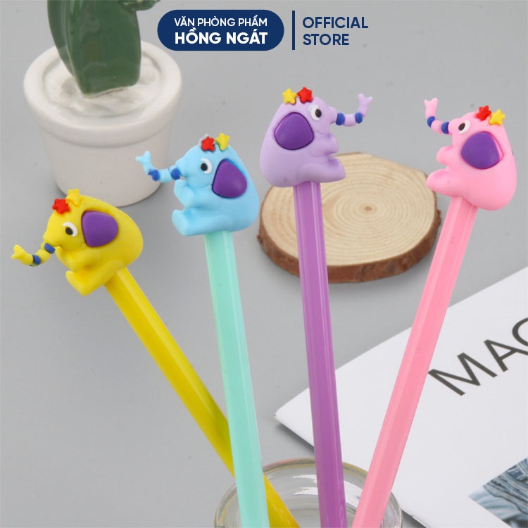Bút bi cute con voi, bút bi nước mực gel đen ngòi 0.5mm nhiều màu dễ thương đồ dùng học tập văn phòng phẩm B17