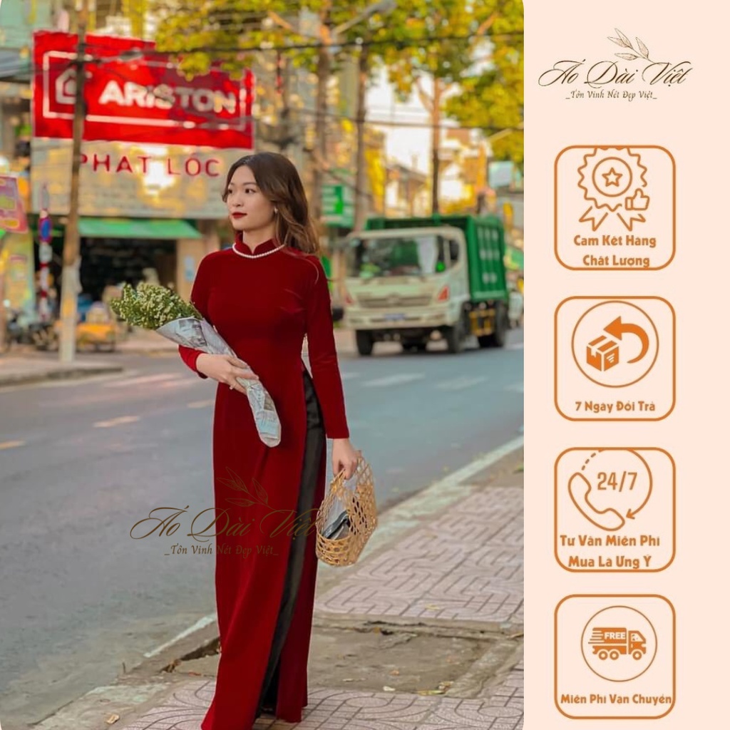 BST Mẫu Áo Dài Nhung Trơn Đủ Màu Sắc Chào Thu 2022, Áo Dài Thu Phương Cam Kết Chất Lượng, Chuẩn Phom Dáng