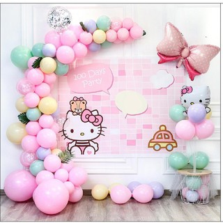 (Có Backdrop) Set Trang Trí Sinh Nhật, Trang Trí Thôi Nôi Cho Bé Mẫu Mèo Hello kitty ABSHOP COM VN