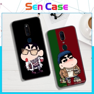 Ốp Lưng Điện Thoại Oppo F11 Và F11 pro Mặt Sau Kính Cường Lực In Hình Shin Chan Chống Trầy Xước, Chống Bay Màu