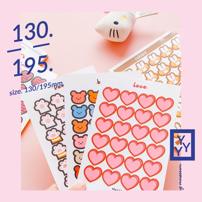 Set 24 Sticker Dán Hình Chân Mèo, Thỏ Dễ Thương Trang Trí Phụ Kiện, Sổ Tay