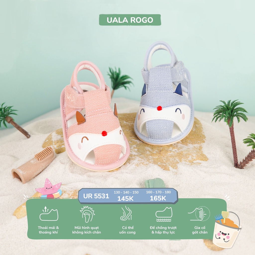 UALA ROGO - Giày tập đi bé gái, bé trai cún mặt cười chuẩn y khoa đế cao su non chống trơn trượt siêu mềm nhẹ