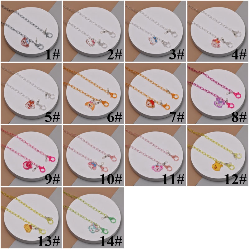 XiaoboACC Dây đeo giữ khẩu trang bằng acrylic họa tiết gấu hoạt hình đáng yêu độc đáo - 50CM