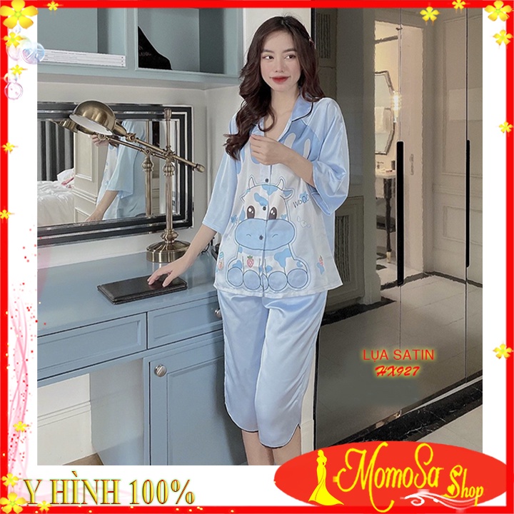 Đồ Bộ Nữ Mặc Nhà Kiểu Pijama Lụa Satin Cao Cấp Mềm Mịn MOMOSA Shop