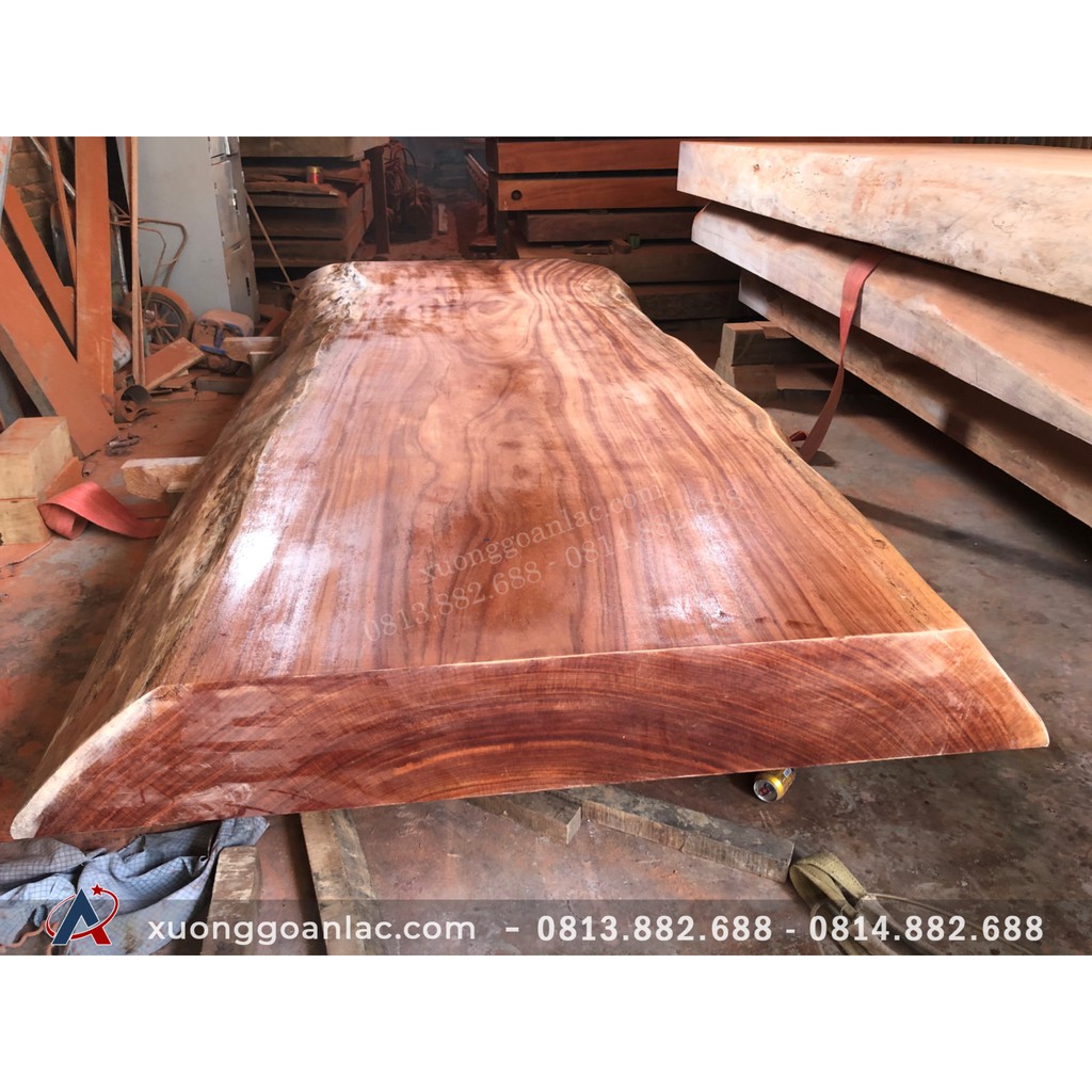 Phản gỗ gõ đỏ nguyên tấm siêu khủng 400x170x24cm