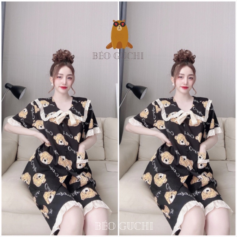 [Mã 66FASHIONSALE giảm 15K đơn 150K] Lửng Xinh 50-110kg K3L Béo Guchi Bigsize Pijama Lụa cao cấp mềm mịn- Đồ bộ nữ xinh