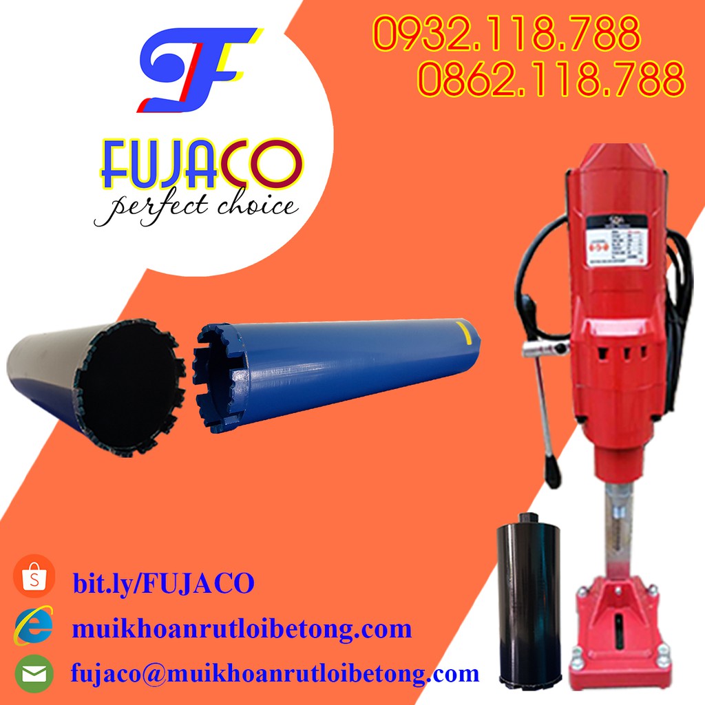 Mũi khoan rút lõi bê tông phi 51 mm - FUJACO | 51mm Diamond Core Drill Bit for Concrete, Brick, Masonry, Stone, Marble