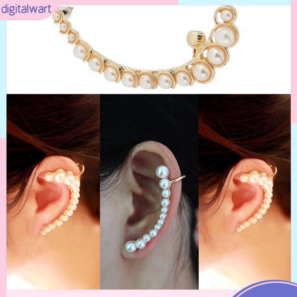 Khuyên tai trái đơn phối đeo vành tai thiết kế đính đá quý ngọc trai nhân tạo sang trọng dành cho nữ