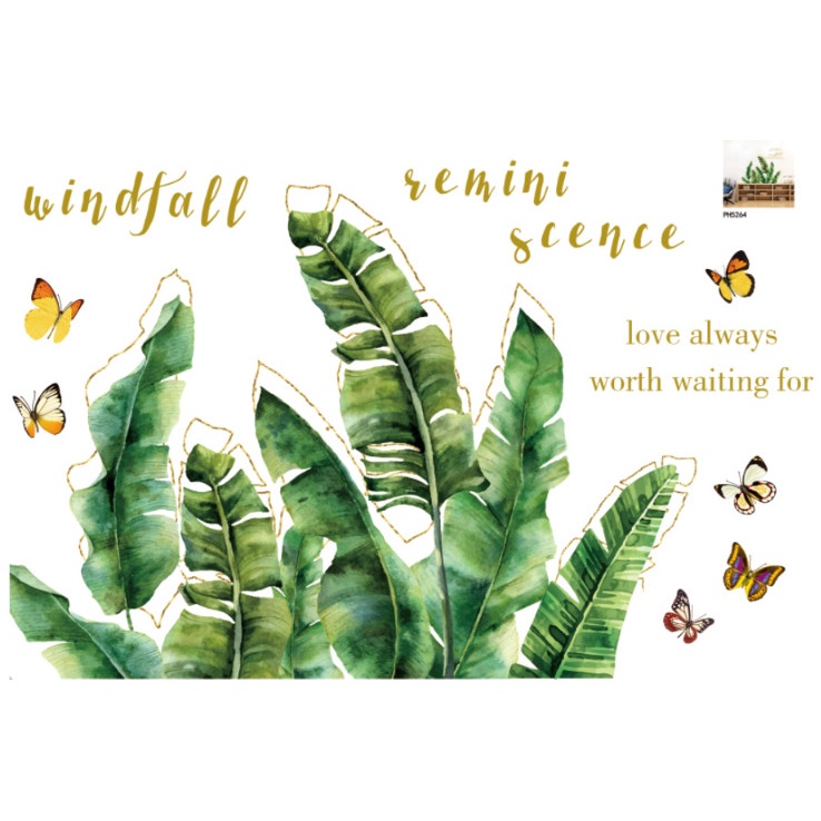 Decal trang trí tường - Bụi lá chuối xum xuê