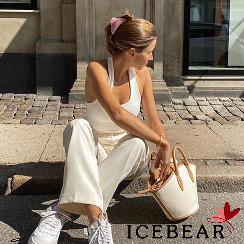 Áo Lửng Không Tay Cổ Yếm Màu Sắc Đơn Giản Cho Nữ