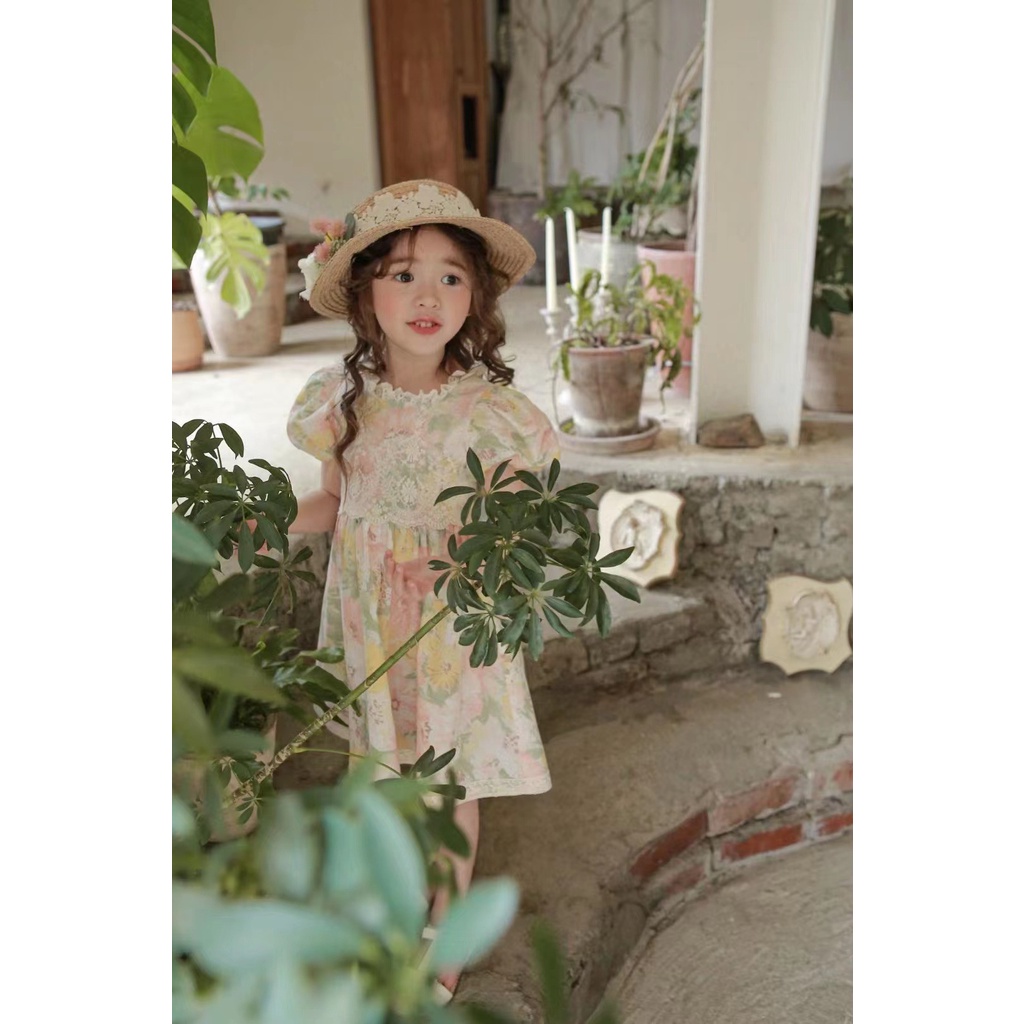 Hàng Mới Về Đầm Ren Hoa Hàn Quốc Mùa Hè 2022 Cho Bé Gái