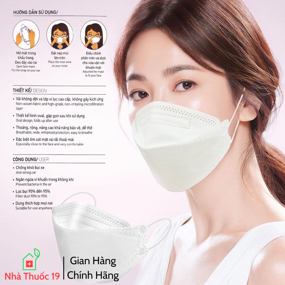 Khẩu Trang KF94 Thương Hiệu Hải Đăng Mask Đạt Tiêu Chuẩn Hàn Quốc Khẩu Trang 4D Mask Hải Đăng (50 chiếc)