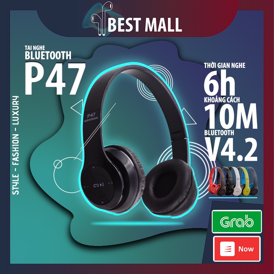 Tai Nghe Chụp Tai Headphone Bluetooth  Không Dây 5.0 P47M  Giá Rẻ Dễ Thương Siêu Cute 2021