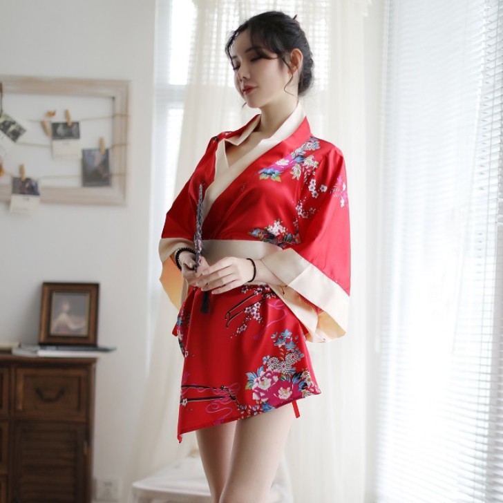 Bộ Đồ Ngủ Kimono In Hoa Quyến Rũ Cho Nữ