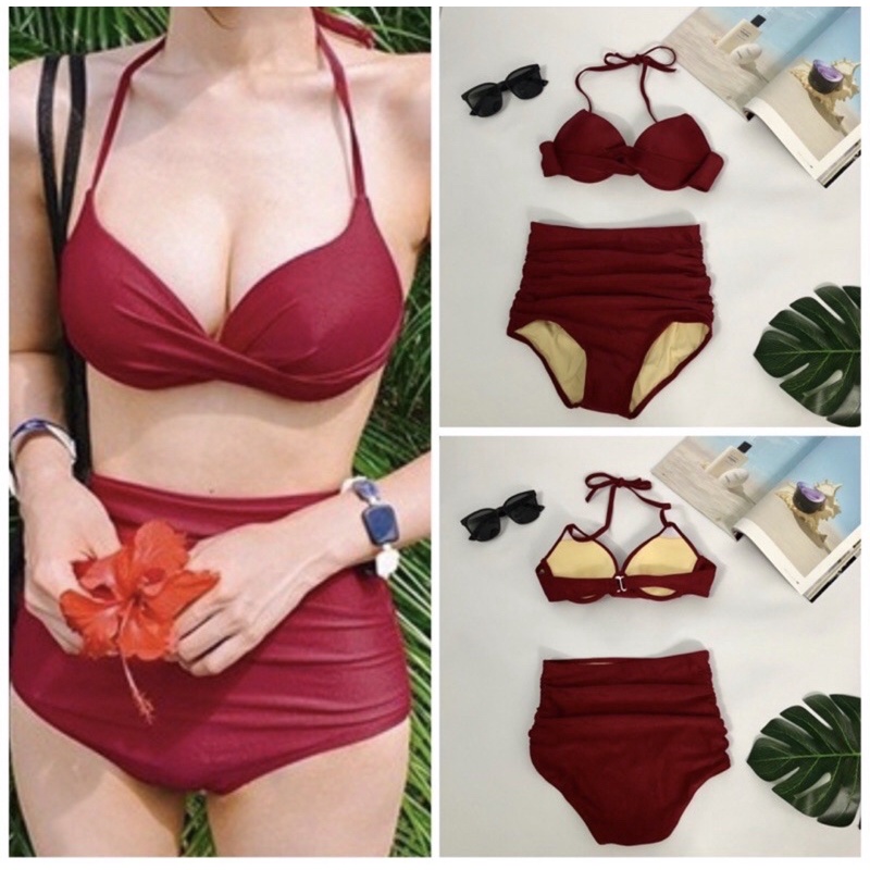 [Nhiều Kiểu] Bikini Hai Mảnh Cạp Cao Áo Có Mút Nâng Ngực Hàng Xuất Xịn