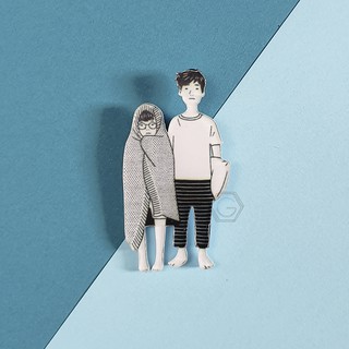 Pin cài áo couple/ cha con