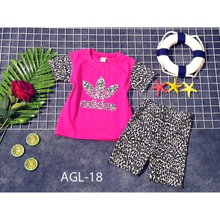 Đồ bộ bé gái da beo adidas tím_size 9-15t