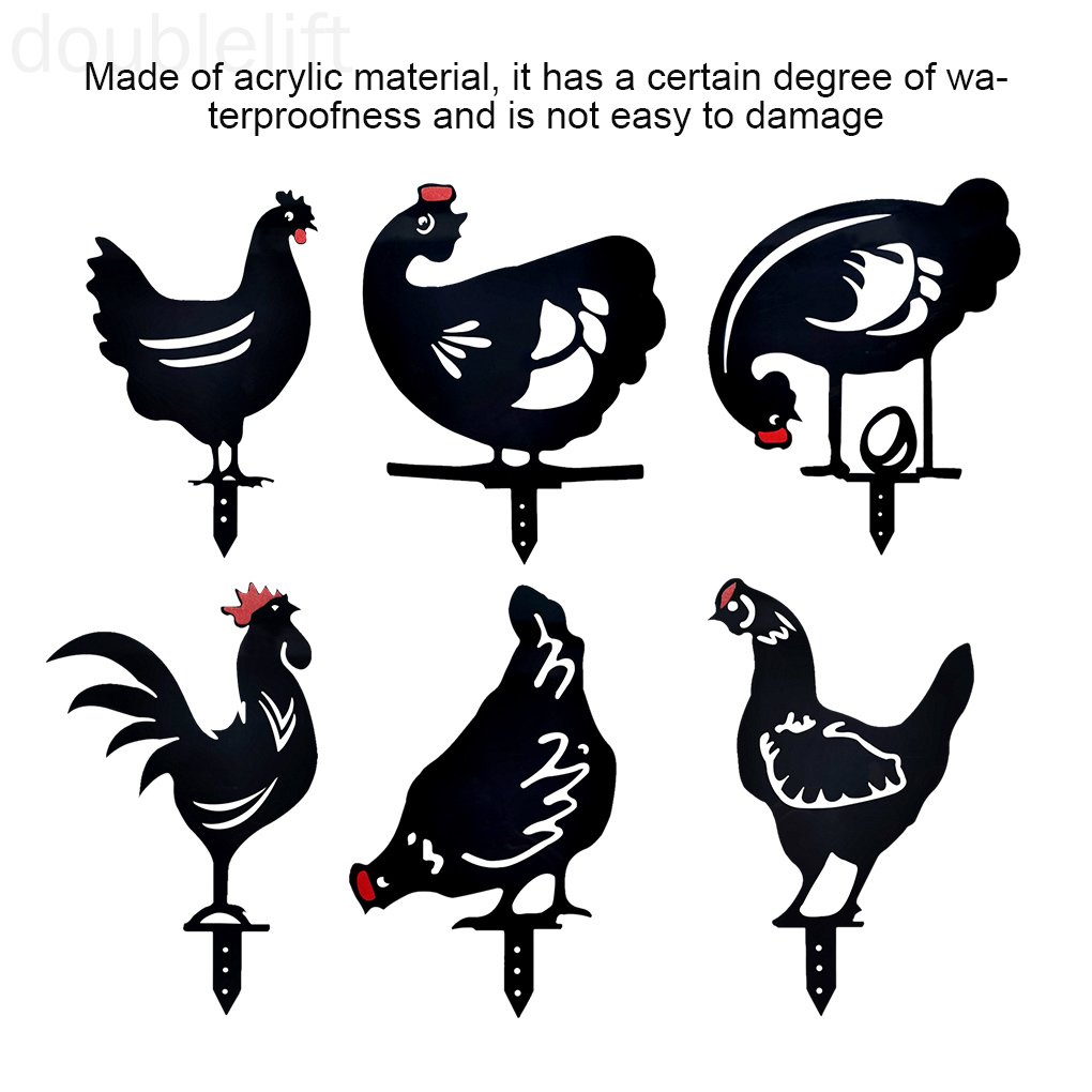 Garden Stake Chicken Shape Acrylic Yard Art Stake Waterproof Hollow Decoration Prop doublelift store