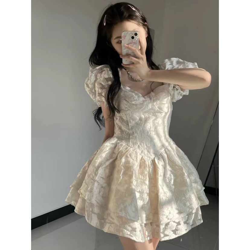 Đầm Công Chúa Cổ Vuông Tay Phồng Thời Trang Mùa Hè Hàng Mới Dành Cho Bạn Gái