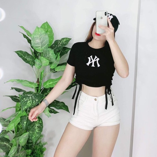 [Mã FAMAYWA giảm 10K đơn 50K] VIDEO_Áo croptop rút dây 2 bên eo in NYork | BigBuy360 - bigbuy360.vn