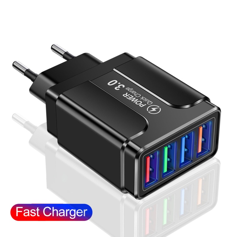 Cốc Sạc Nhanh 4 Cổng USB 5V 3.1A QC3.0 Tiện Dụng