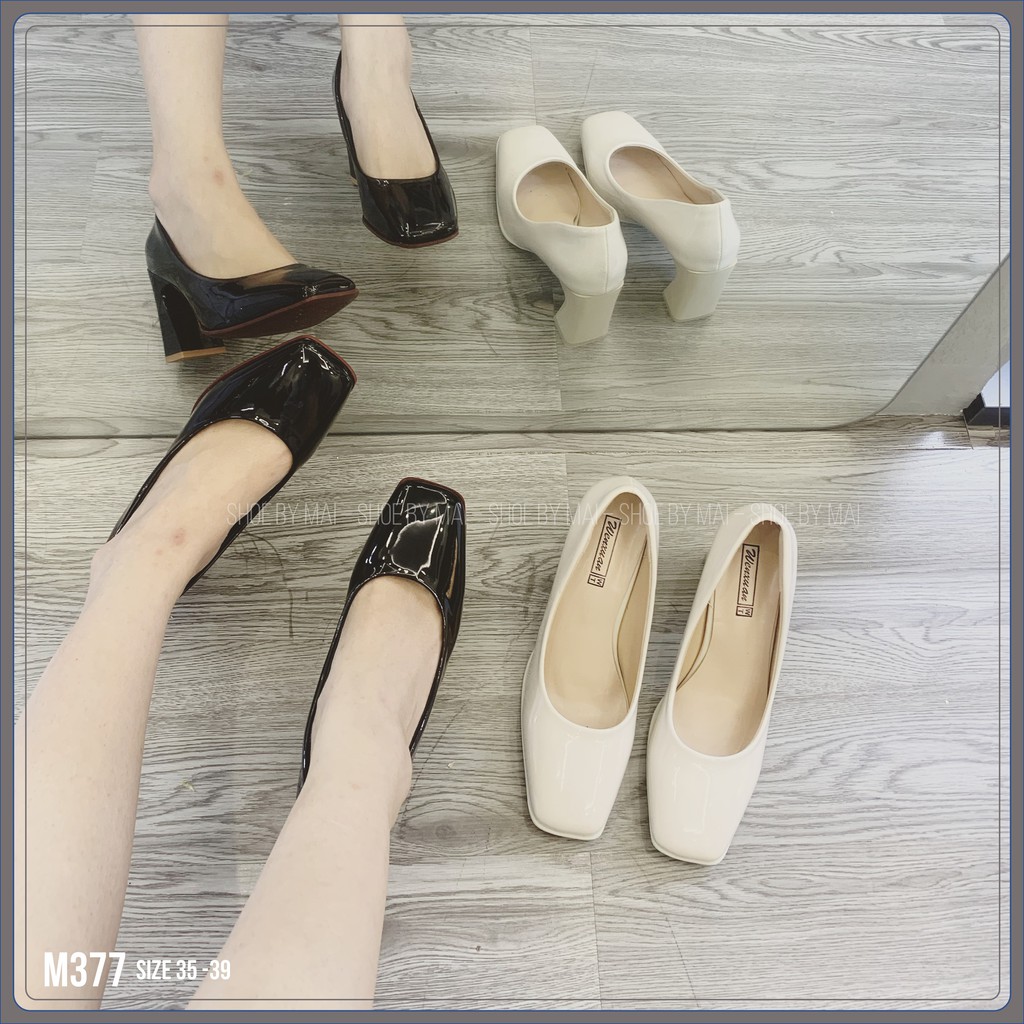 Giày cao gót nữ mũi vuông đế cao 7 phân M377 SHOEBYMAI