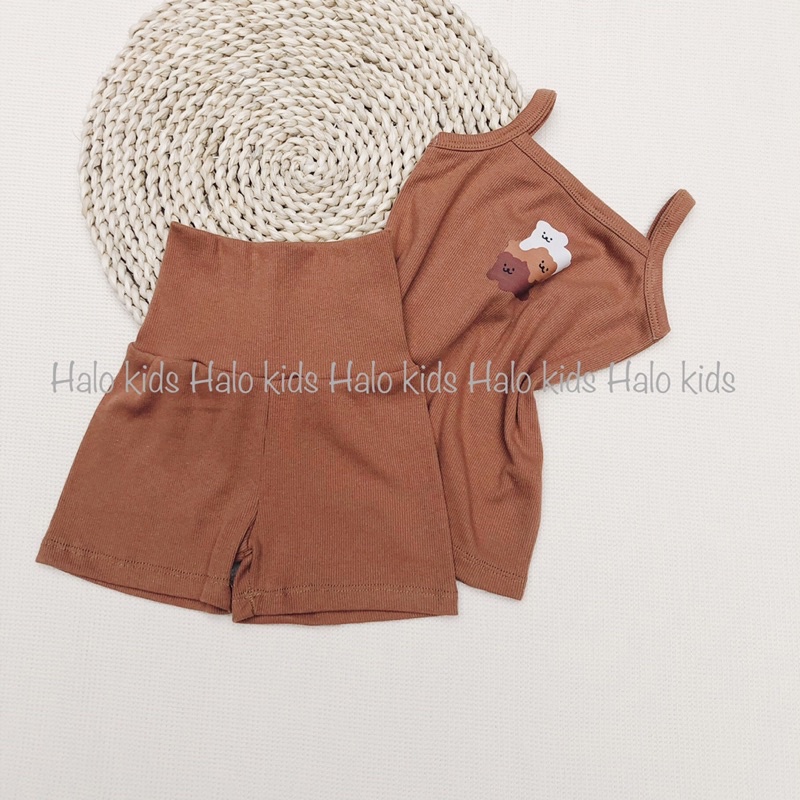 Bộ 2 dây chất liệu thun tăm hình gấu hàn quốc cho bé gái