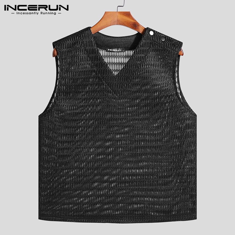 Áo ghi lê INCERUN cổ chữ v dáng rộng phong cách Hippie thời trang mùa xuân cho nam giới