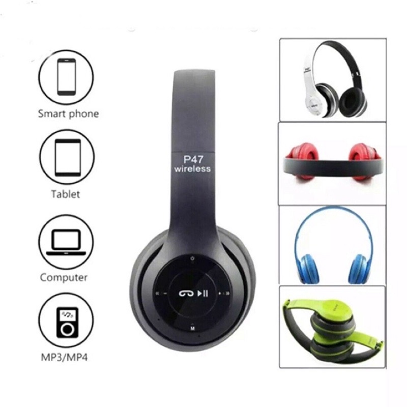 Tai Nghe Bluetooth Chụp Tai P47M, Tai Nghe Có Mic, Âm Bass Mạnh Mẽ Nghe Nhạc Cực Hay Bảo Hành 6 tháng
