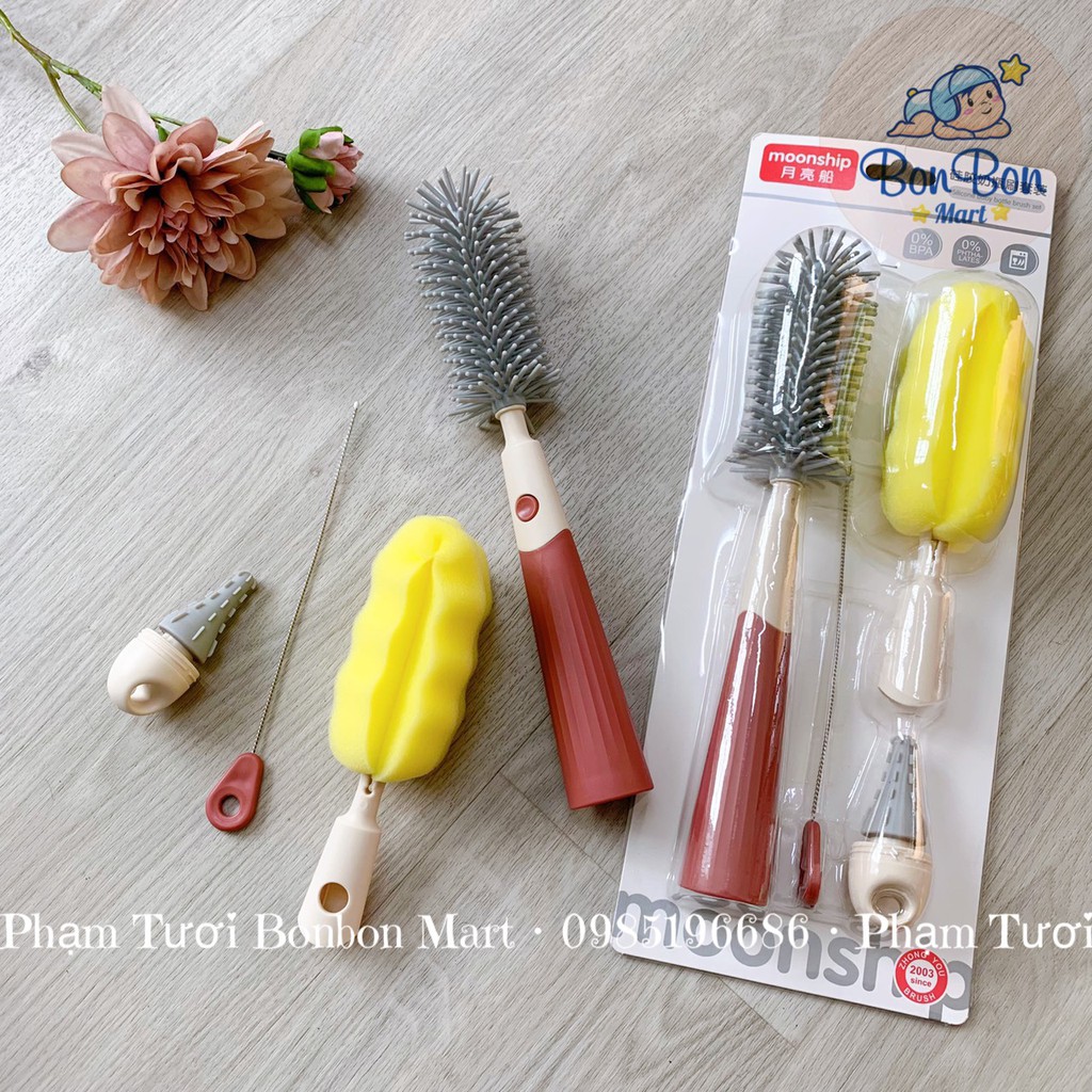 Cọ bình sữa silicon monship cho bé phân phối chính hãng Bonbon Mart