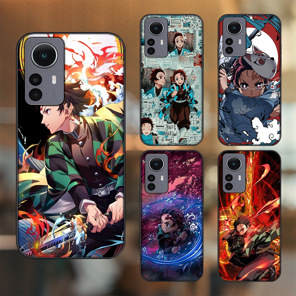 Ốp lưng Xiaomi 12 viền đen in hình Tanjiro Kimetsu No Yaiba