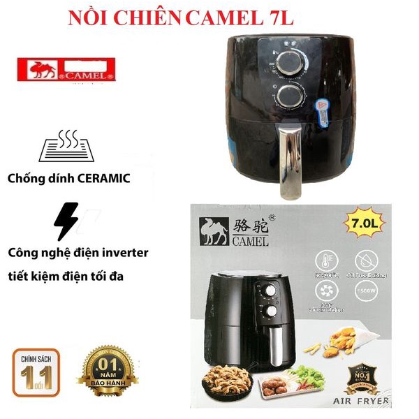 Nồi chiên không dầu camel 7l(tặng chổi quét dầu)