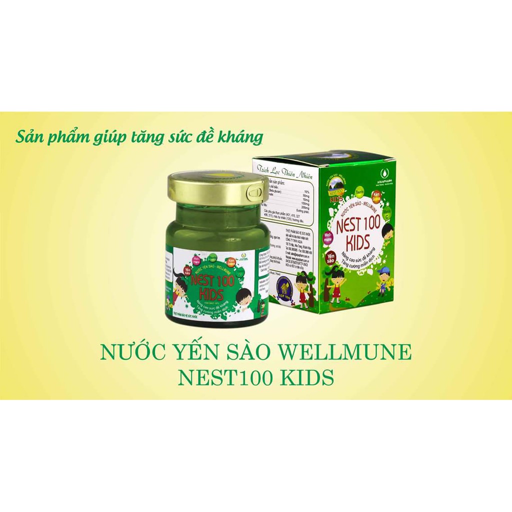 NƯỚC YẾN SÀO NEST 100 KIDS - WELLMUNE TĂNG SỨC ĐỀ KHÁNG HƯƠNG DÂU 70ML (VIỆT NAM)