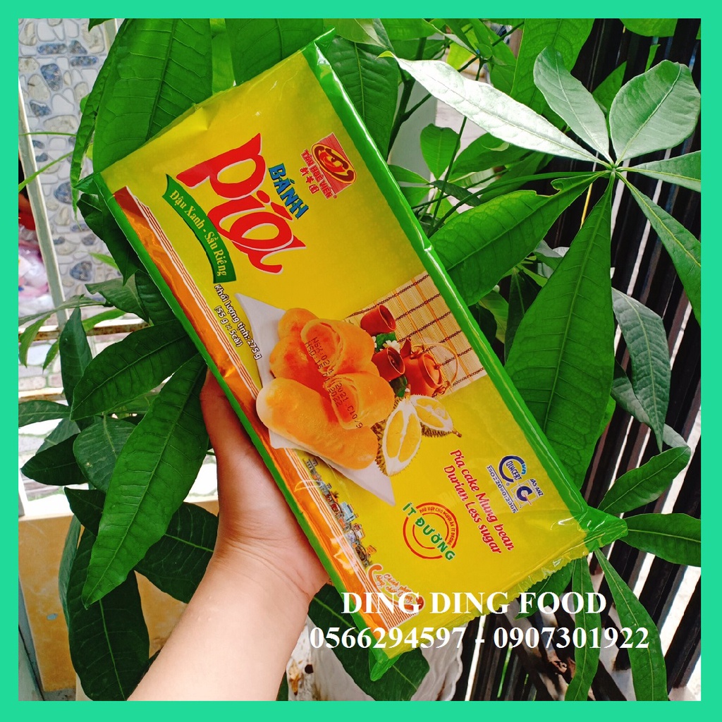 [COMBO 5 TÚI] Bánh Pía Ít Đường Đậu Xanh Sầu Riêng Chay 275g [1 TÚI 5 BÁNH] Tân Huê Viên| Ăn Kiêng - DING DING FOOD