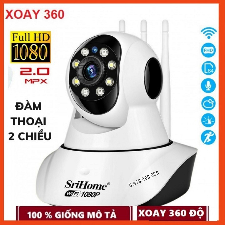 [RẺ NHẤT SÀN] CAMERA 3 RÂU SRIHOME SP029 8LED 2.0Mpx FHD 1080P KHÔNG DÂY - CÓ MÀU BAN ĐÊM