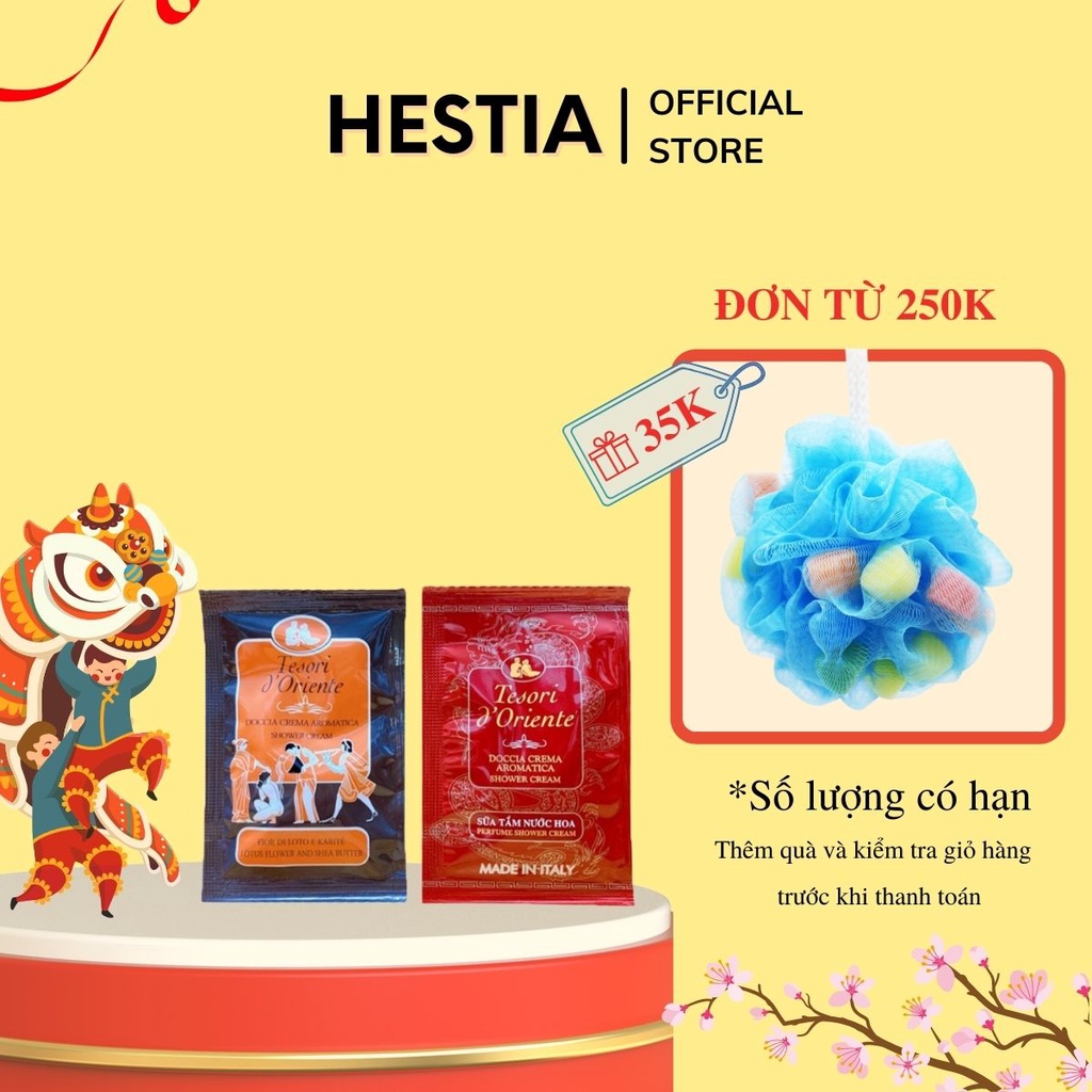 Sữa tắm nước hoa tesori trắng da 6ML gói dùng thử Tesori D’Oriente chính hãng chăm sóc sắc đẹp Hestia