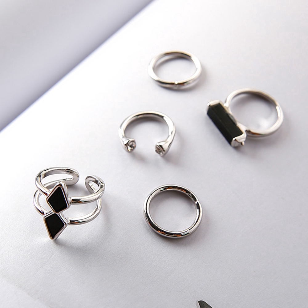 Set 5 nhẫn kim loại kiểu mở độc đáo họa tiết mũi tên thời trang nữ