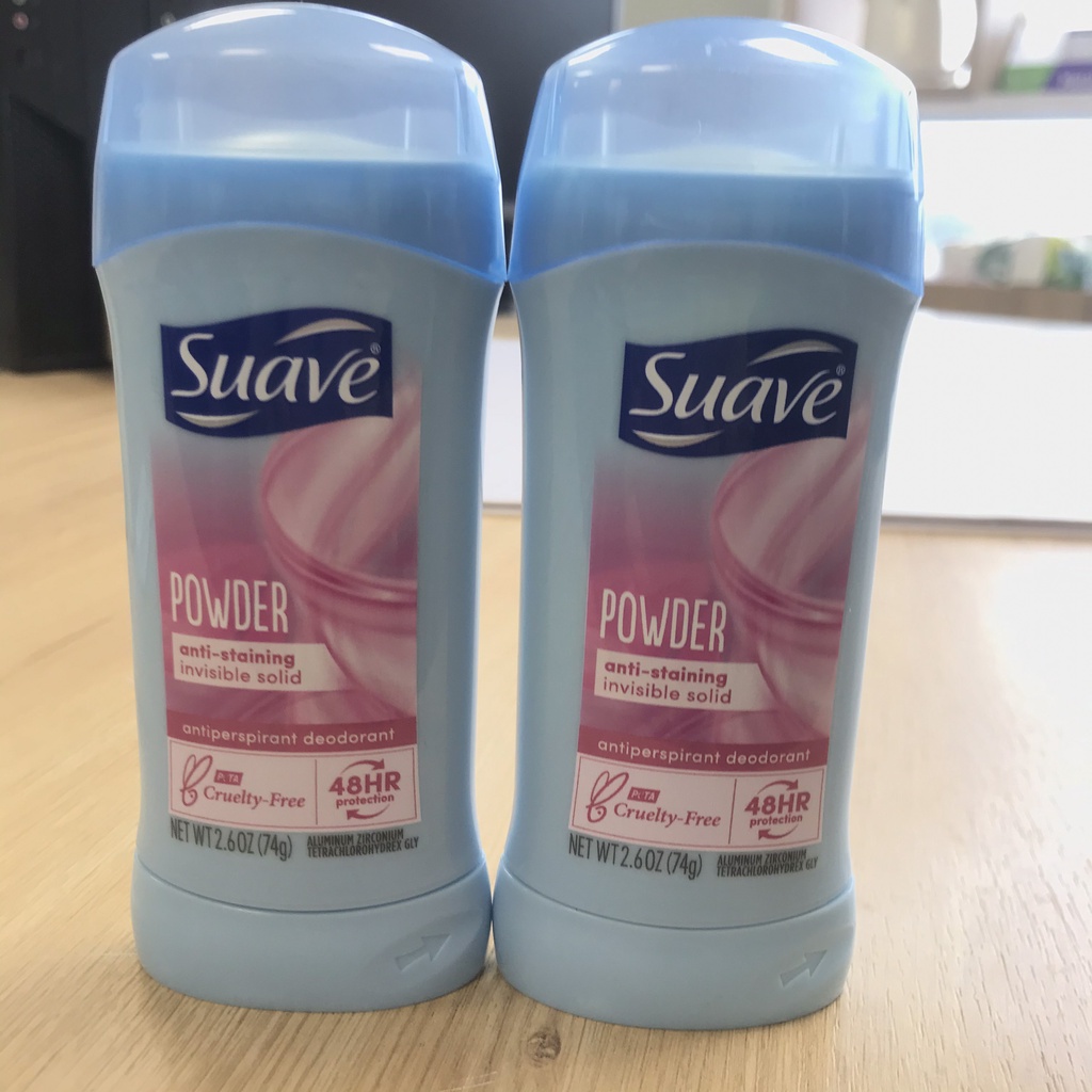 Lăn khử mùi nữ SUAVE Powder 24 giờ - Lăn nách nữ Mỹ - sáp lăn nách nữ màu xanh 74g