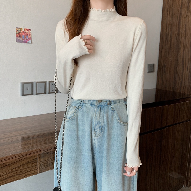 【Guimi】Áo len cổ lọ nữ Áo len dệt kim dài tay màu sắc | BigBuy360 - bigbuy360.vn