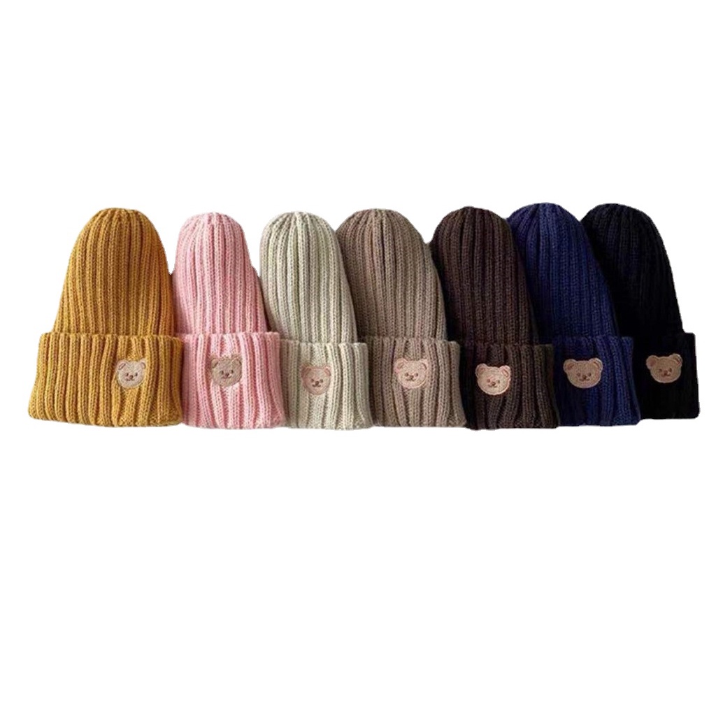 Mũ beanie dệt kim hình gấu dễ thương cho bé