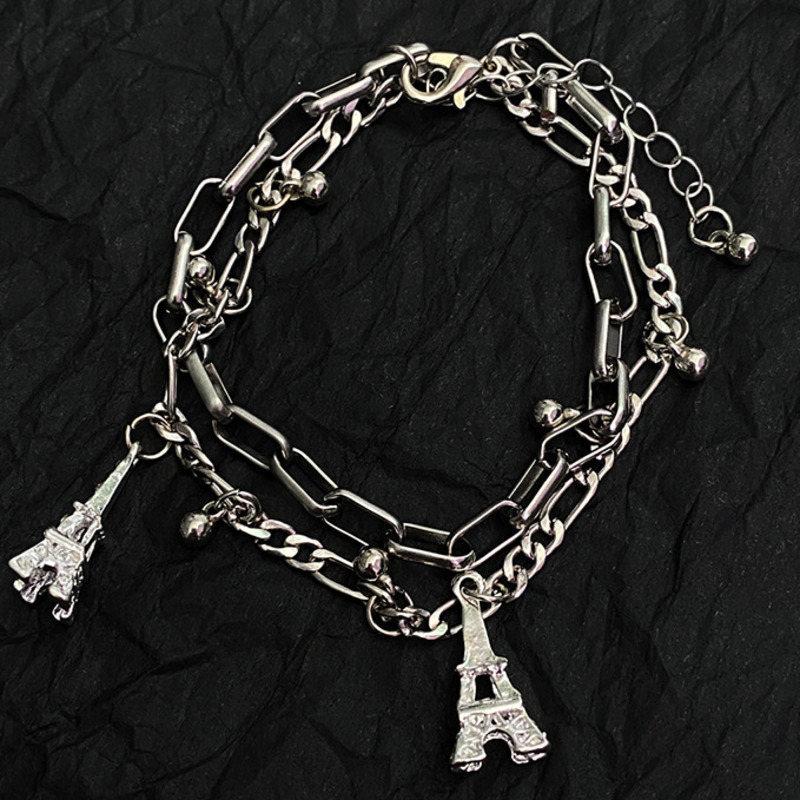 Vòng Tay Hai Lớp Mặt Hình Tháp Eiffel Lãng Mạn 22624 Lãng Mạn
