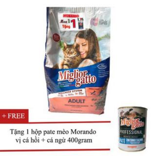 Thức ăn Hạt cho Mèo Miglior Gatto Nhập Italia cho mèo Vị Cá Hồi ( 2kg) Tặng lon pate 400g