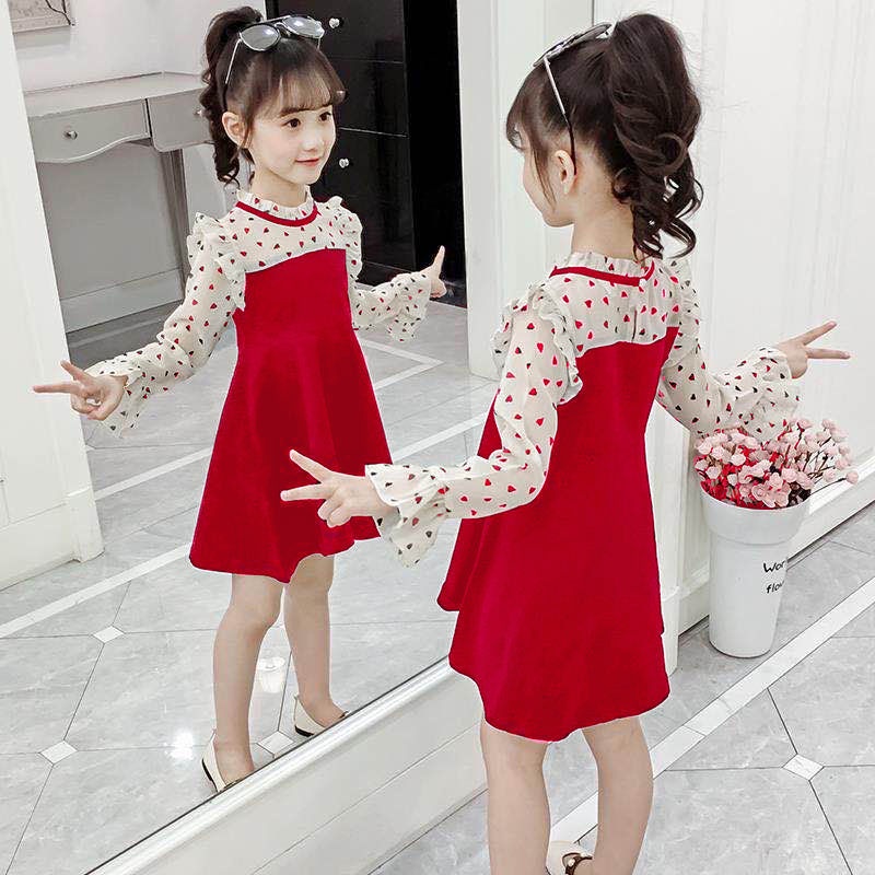 Đầm Công Chúa Màu Đỏ Xinh Xắn Thời Trang Hàn Quốc Cho Bé Gái Từ 1 Đến 2 Đến 3-4 Đến 5-6 Đến 7 Đến 8 Đến 9-10 Đến 11 Tuổi
