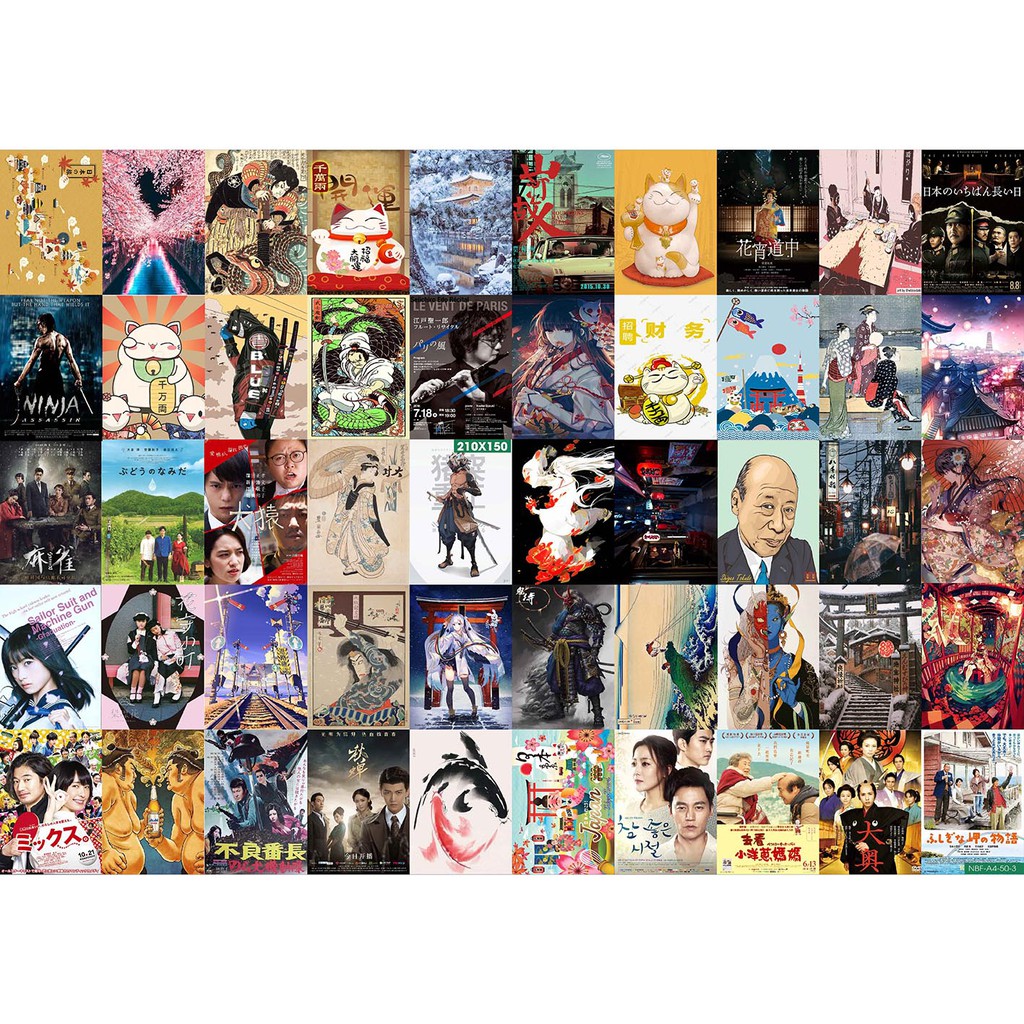 Combo Set 50 tờ Decal dán tường Nhật Bản 2