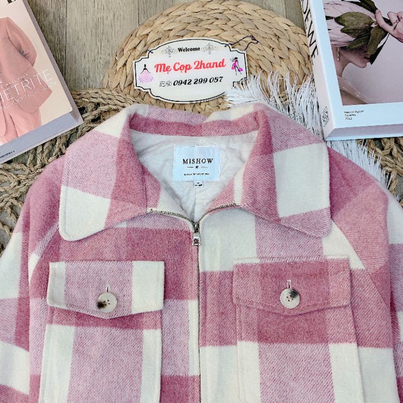 Áo khoác dạ ngắn kẻ caro