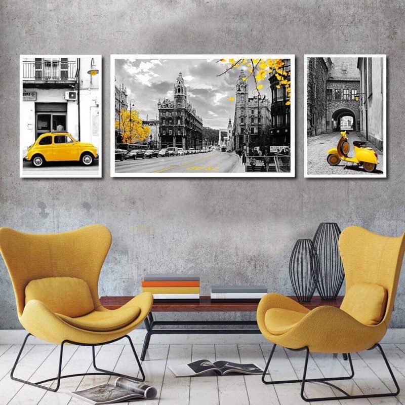 Tranh lụa canvas bộ 3 bức thành phố london