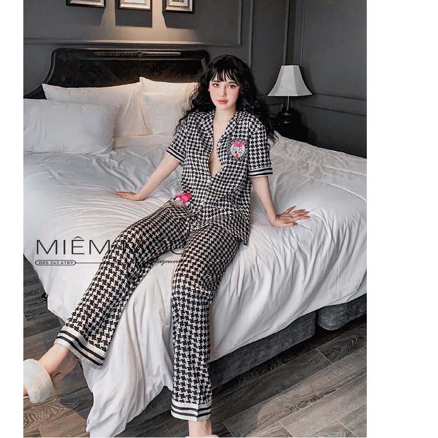 [Mã WASKT304 giảm 15% tối đa 30K đơn 99K] Pijama tay ngắn quần dài vịt + thắt nơ lụa cao cấp | BigBuy360 - bigbuy360.vn