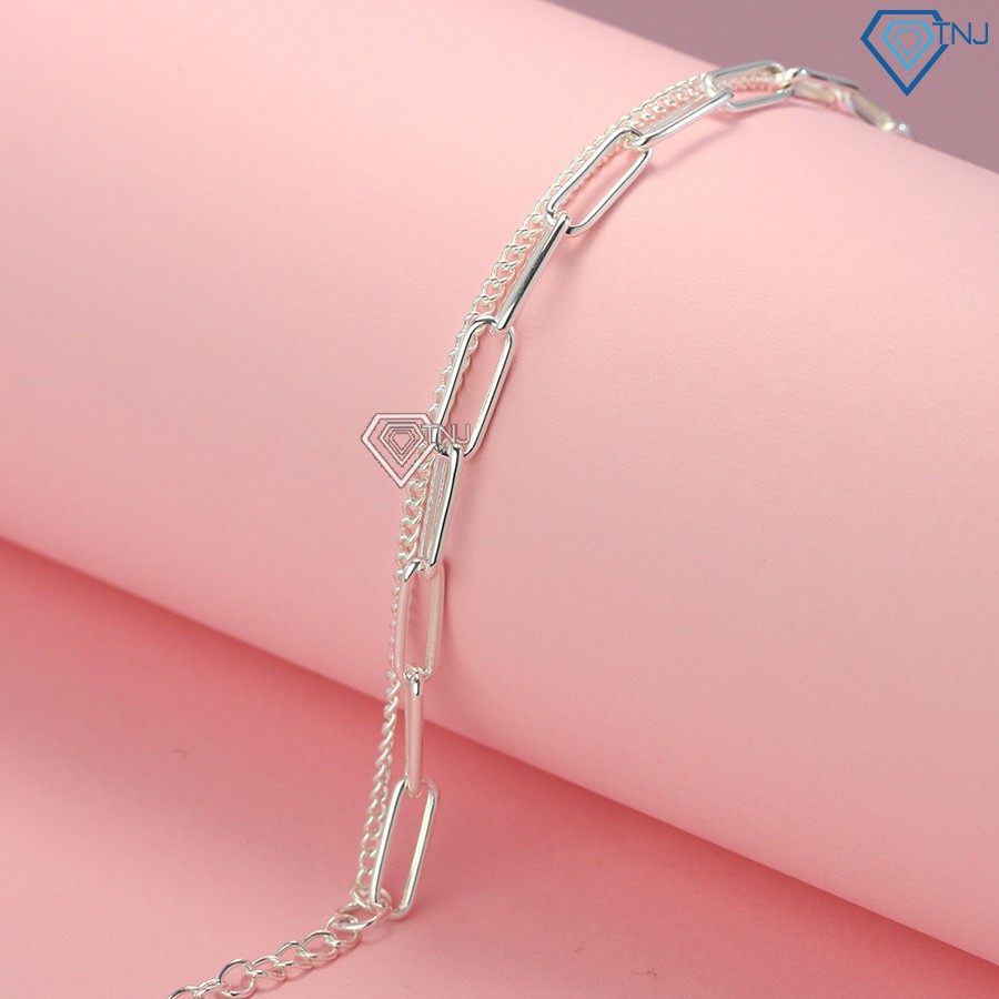 Lắc tay nữ bạc đẹp mặt trái tim khắc tên LTN0188 Trang Sức TNJ