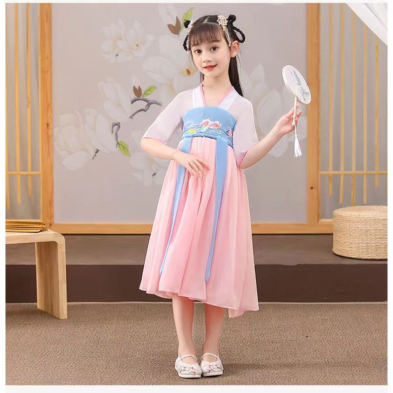 Đầm Hán Phục Thời Trang Mùa Hè 2022 Phong Cách Trung Hoa Cổ Điển Cho Bé Gái